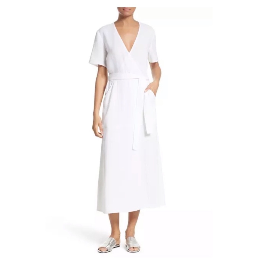 NWT A.L.C Asa Midi Wrap Dress White 4